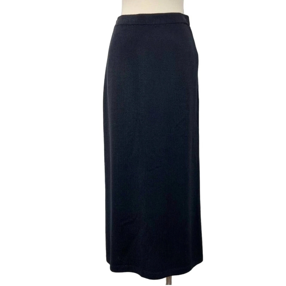 St. John Basics Womens Elastic Waist Maxi Skirt Black Size 12 Santana Knit